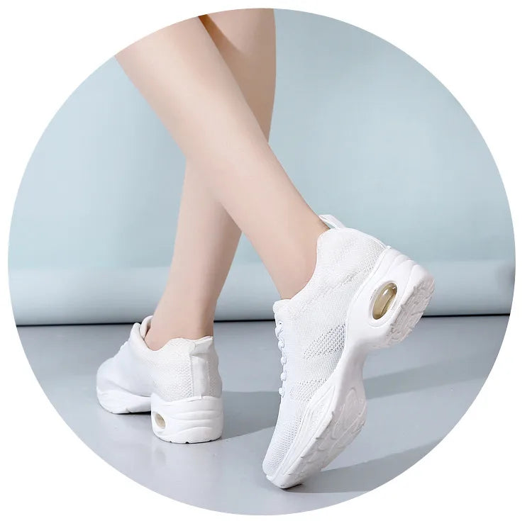 Sneakers Dance Shoes For Women Flying Woven Mesh Comfortable Modern Jazz Dancing Shoes Girls Ladies Outdoor Sports Shoes