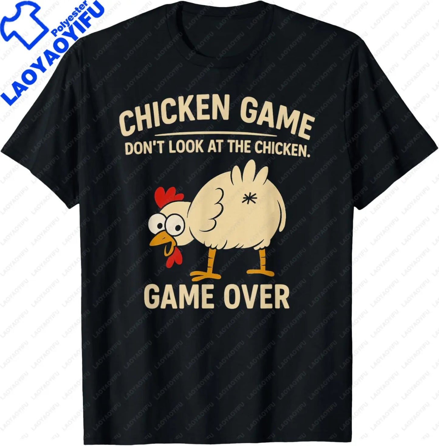 Chicken Game Don't Look At The Chicken Funny Chicken T-Shirt Custom Printed Graphic T Shirt Mens Clothing Ropa Hombre