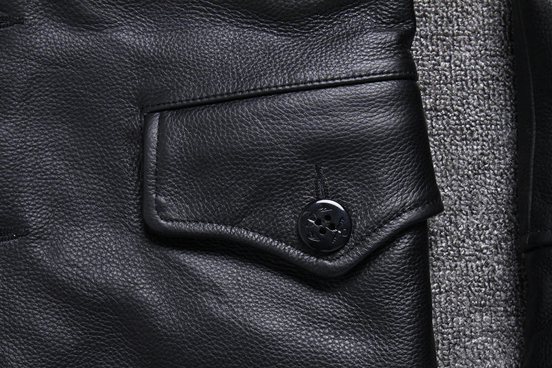 Long Jacket Men Genuine Leather Wind Coat Classic Black Plus Size Cowhide Jacket Casual Leather Cloth кожаная куртка мужская