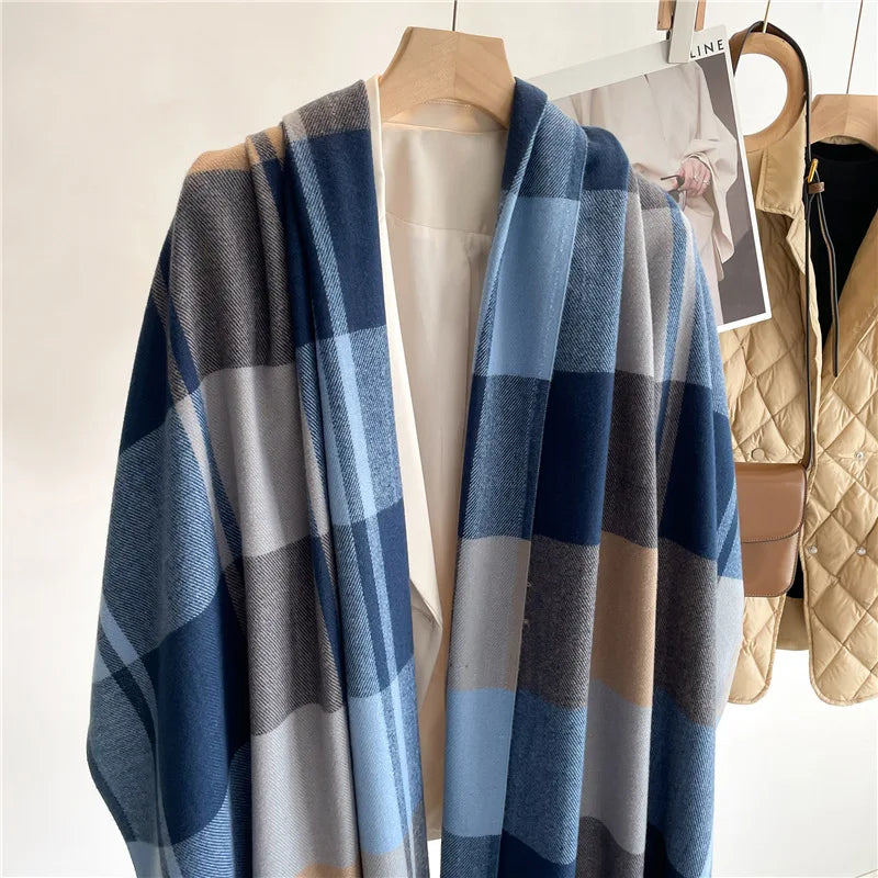 200*65CM New Men Women Autumn Winter Luxury Scarfs Cashmere Feeling Muffler Fall Blanket Classic Plaid Foulard Soft Warm Scarves BAZAARHUBO