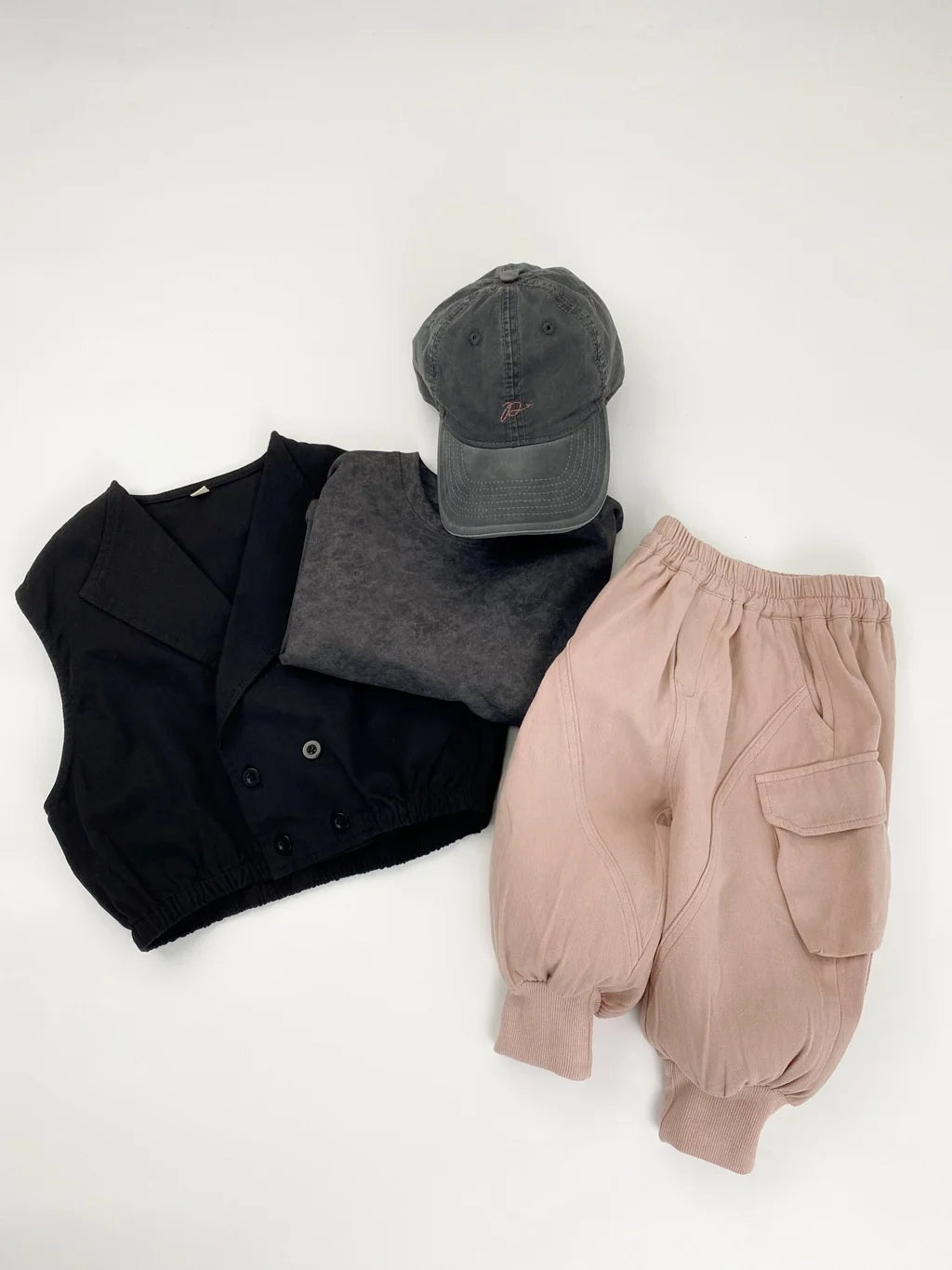 1-7 Y Kids Casual Pants  2026 Spring New Arrivals Korean Style Loose-Fit Cuffed Ankle Cargo Pants with Pockets for Boys and Girl