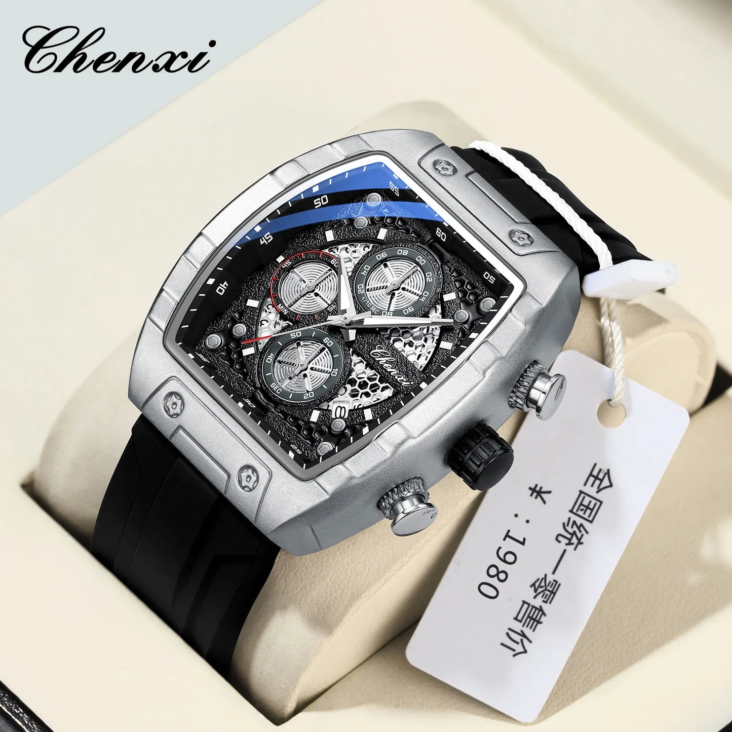 CHENXI 941 Sport Multifunction Military Men Silicone Quartz Wristwatch Male Luminous Waterproof Clock Watches Relogio Masculino