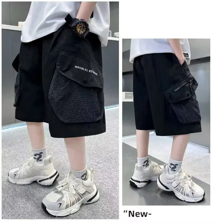 Kids Teenage Casual Baggy Shorts Quick Dry 5 Point Pants Summer Boys Sporty Shorts Pockets Trousers for Kids Clothing
