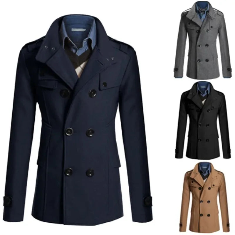 Medieval Coat Man New Men Wool Overcoat For Male Suit Woolen Windbreaker Coats Outer Wear Clothing Detective Cosplay Costumes
