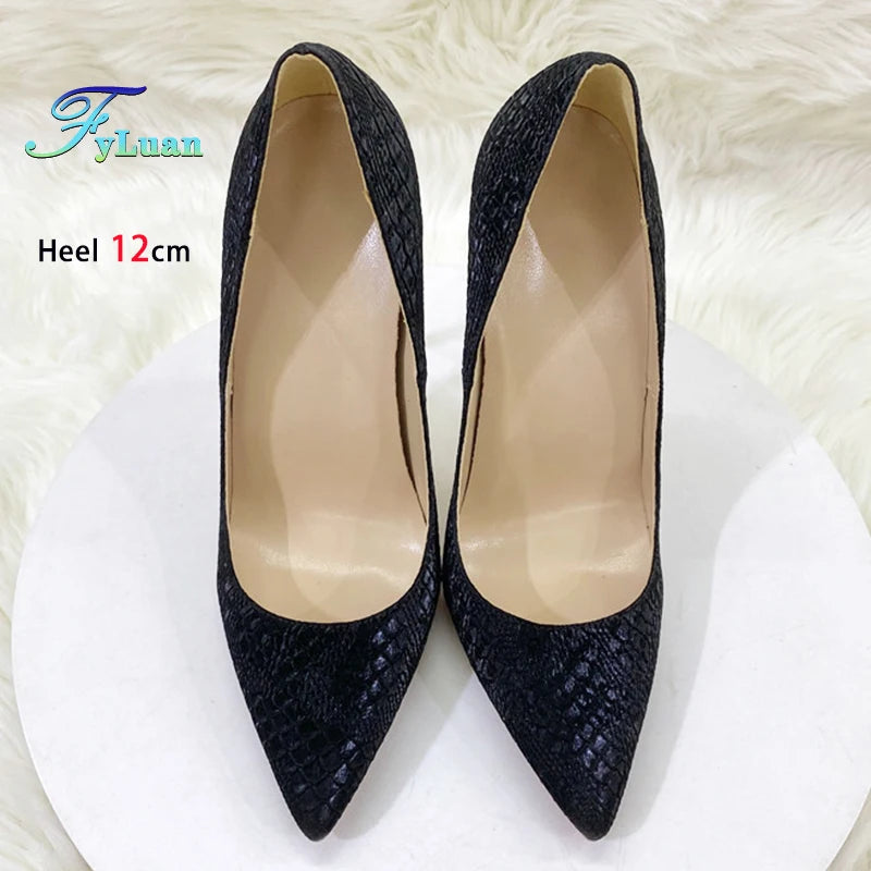 Snake Pattern Thin High Heels Women 8CM 10CM 12CM Elegant Shallow Mouth Party Dress Shoes Brand Lady Shoes Office Woman Pumps