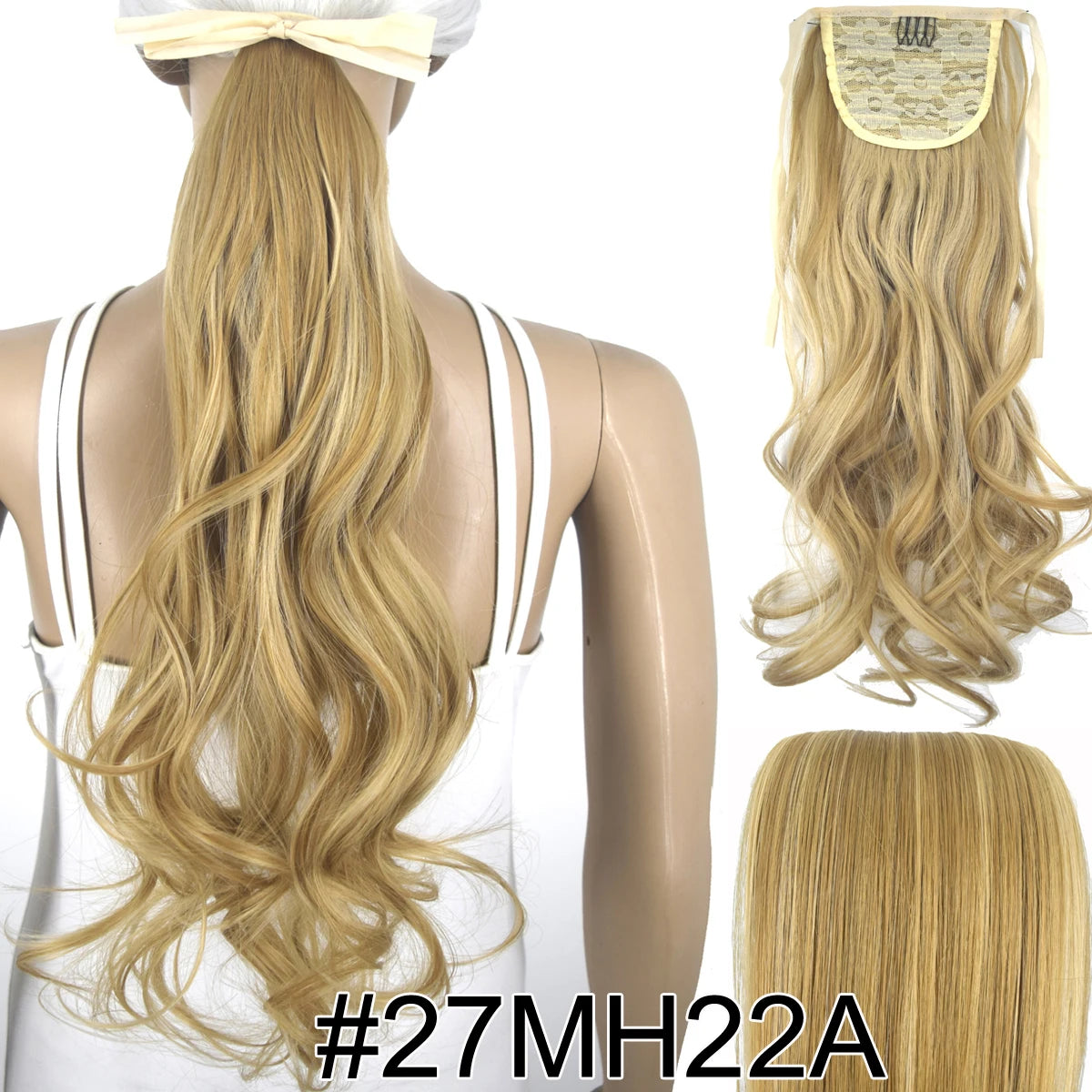 TOPREETY  Synthetic Hair Fiber Heat Resistant Wavy Ribbon Clip in Ponytail Extensions 1008