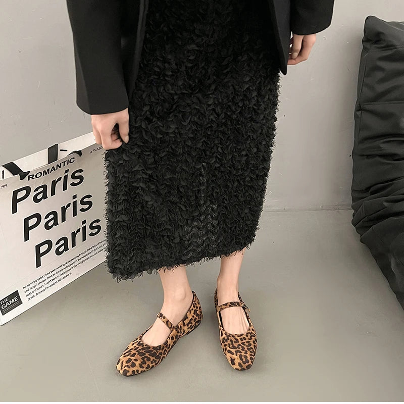 Leopard Print Women Loafers Flats Fashion Shallow Shoes 2026 Spring Ladies Elegant Soft Sole Mary Jane Shoes