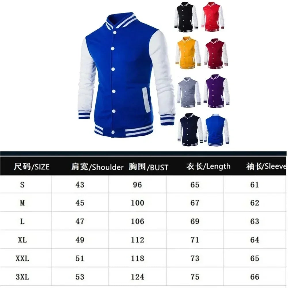 Men's college style jacket casual spring and autumn fashion button style baseball jacket versatile coat