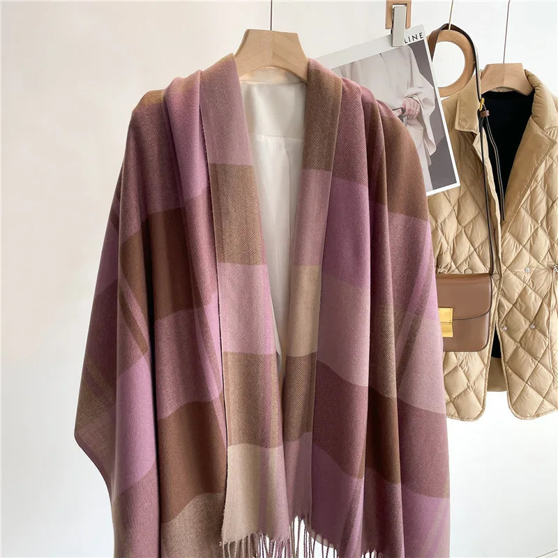 200*65CM New Men Women Autumn Winter Luxury Scarfs Cashmere Feeling Muffler Fall Blanket Classic Plaid Foulard Soft Warm Scarves BAZAARHUBO