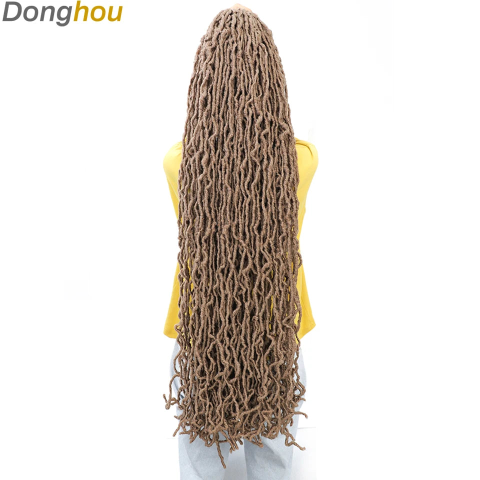 Long Goddess Faux Locks Crochet Braids Brown Blue 1B 30 350 Soft Locs Braiding Hair Synthetic Faux Locs Crochet Hair Extensions