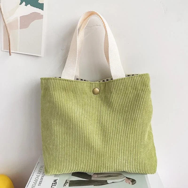 Bags for Women Corduroy HandBags Reusable Lunch Bags Casual Tote Female Handbag Canvas Tote Bag Dropshipping