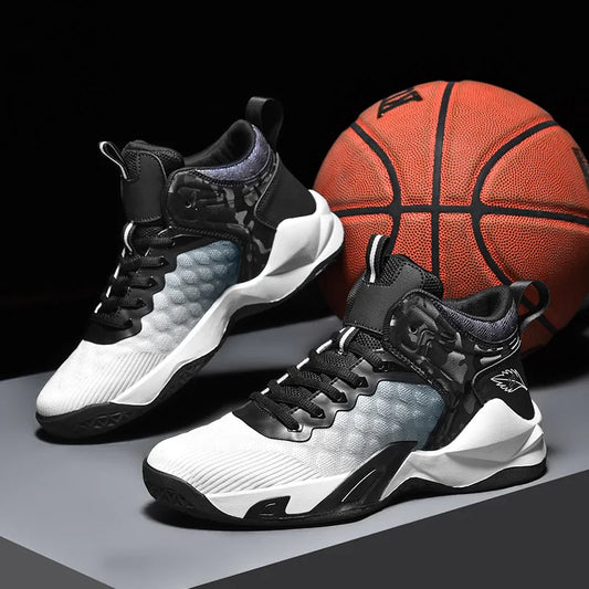 Basketball Shoes, Men's Outdoor Sports Shoes, Men's Shock-Absorbing High-Top Student Practical Shoes, Mesh Breathable Casual Shoes