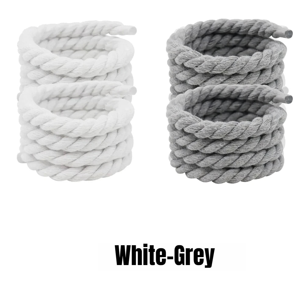1/8Pair Round Thick Rope Laces Polyester Cotton High Quality Solid Color Laces 0.8cm 120/140/160cm Width Colorful Bold Shoelaces