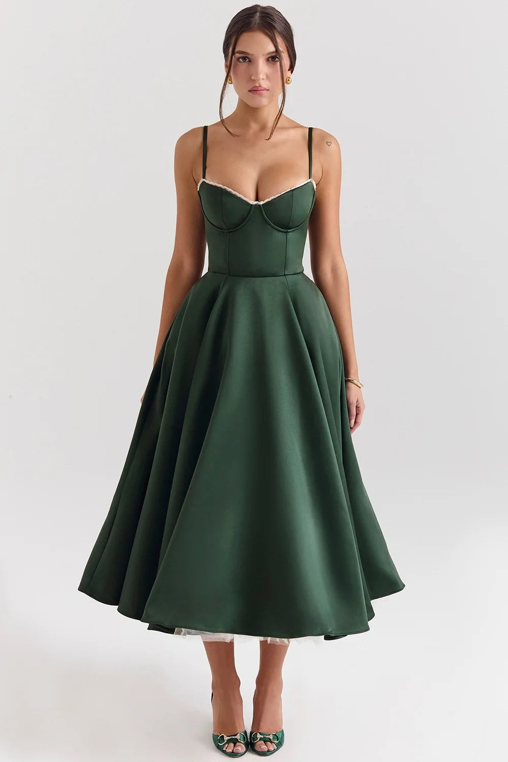2026 Spring/summer High End Satin Strapless Heavy Industry French Waist Strap Sexy Hot Girl Medium Long Dress Women Elegant