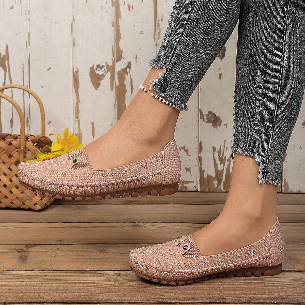 goreyodoly women loafers hollow floral design patchwork slip on flats breathable lightweight casual walking shoes soft non slip