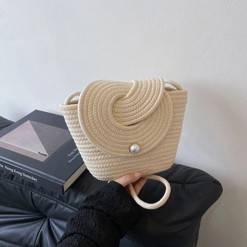 Popular Hand-woven Bags for 2025 Summer, Versatile Single-shoulder Crossbody Bags, Ins Beach Vacation Bags