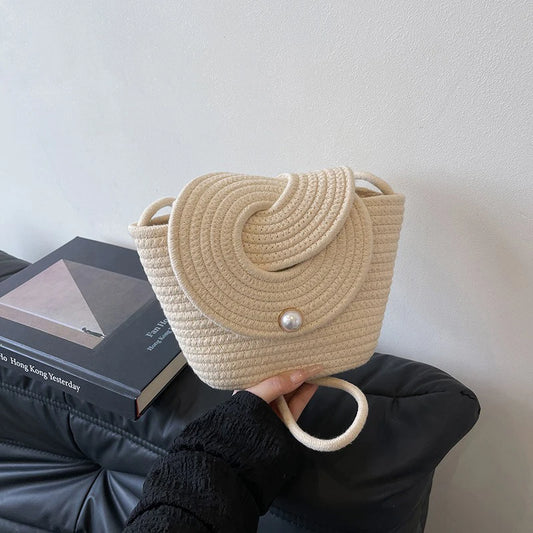 Popular Hand-woven Bags for 2025 Summer, Versatile Single-shoulder Crossbody Bags, Ins Beach Vacation Bags