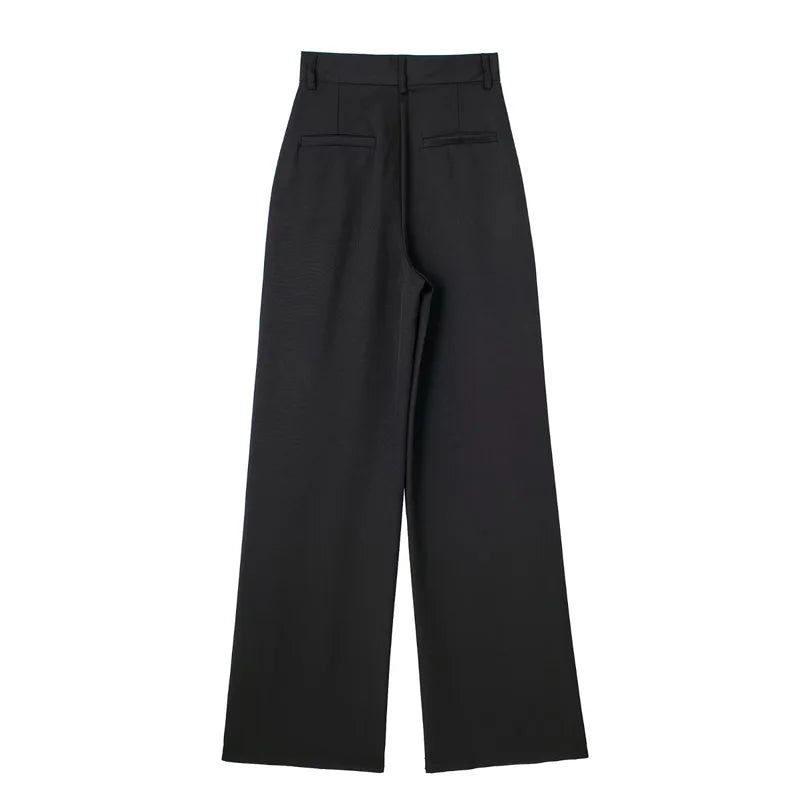 HXAO Women 2024 Wide leg Pants Baggy High Waist Pants Women's Wide Trousers Black Office wear Wide Pants Woman Autumn Trousers BAZAARHUBO
