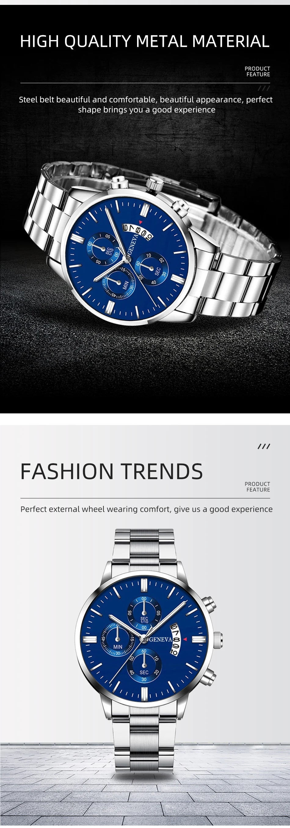 2023 Luxury Fashion Mens Watches Silver Stainless Steel Quartz Wrist Watch Men Business Watch Male Calendar Clock Reloj Hombre