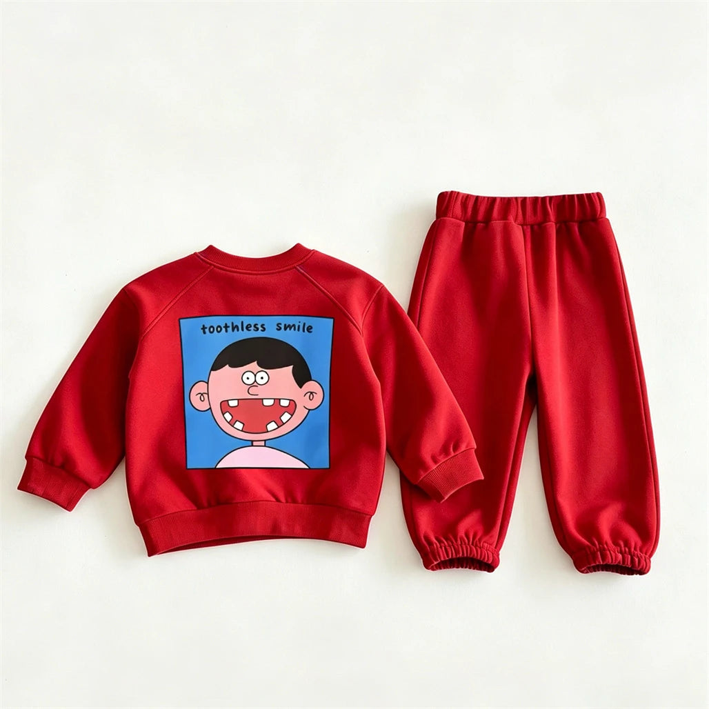 Toddler Fashion Casual Clothes Long-sleeved Outfits Baby Girls Cartoon Sweatshirts+Pants Two Piece Set Outer Wear Kids Tracksuit