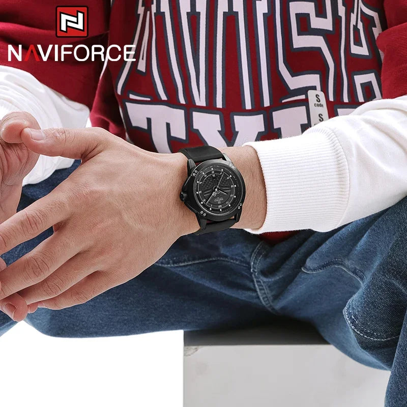 NAVIFORCE Trend Quartz Wristwatch Fashion Waterproof Men's Watches Sport Silicone Strap Male Luminous Clock Relogio Masculino
