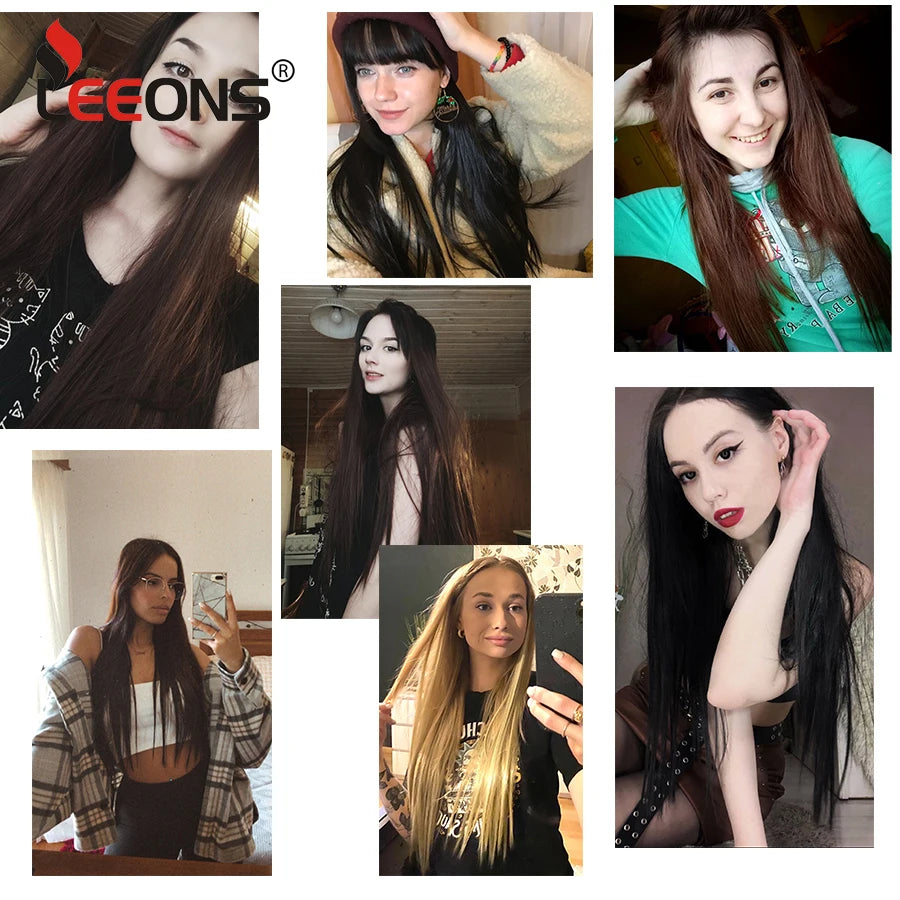 22 Inches Synthetic Long Straight Hairstyle 16 Clips 6Pcs/Set Hair Extensions Blonde Black Hairpieces Heat Resistant For Women