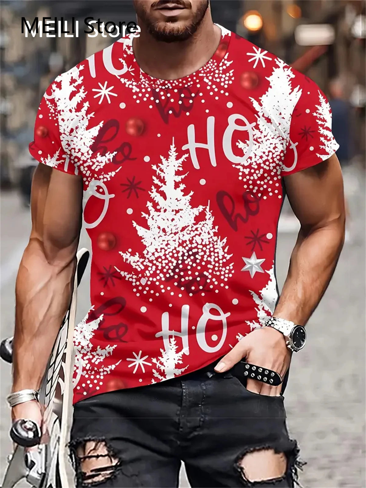Christmas Men's T Shirt 3D Print Casual Short Sleeve Tees Street Fashion Crew Neck Pullover Male Oversized Clothing Sweatshirt