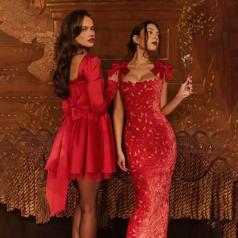 Townlike Hollow Out Slim Bodycon Christmas Dress Women 2024 Summer Dress Bow Embroidery Maxi Long Sexy Party Dresses