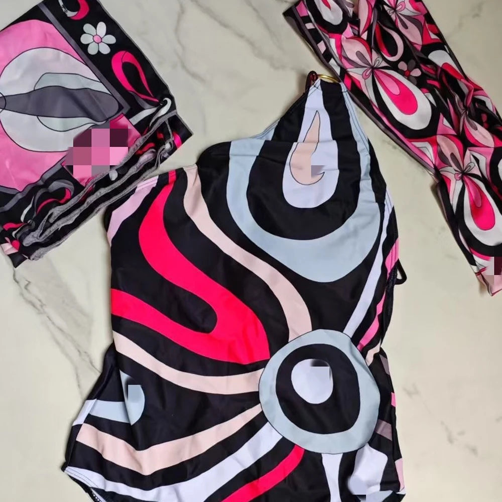 Hot Sales Latest Fashion Luxury 3 Pieces Swimsuit With Headband Beach Scarfs 2026 Summer Sexy Women Bikini Designer Swimwear