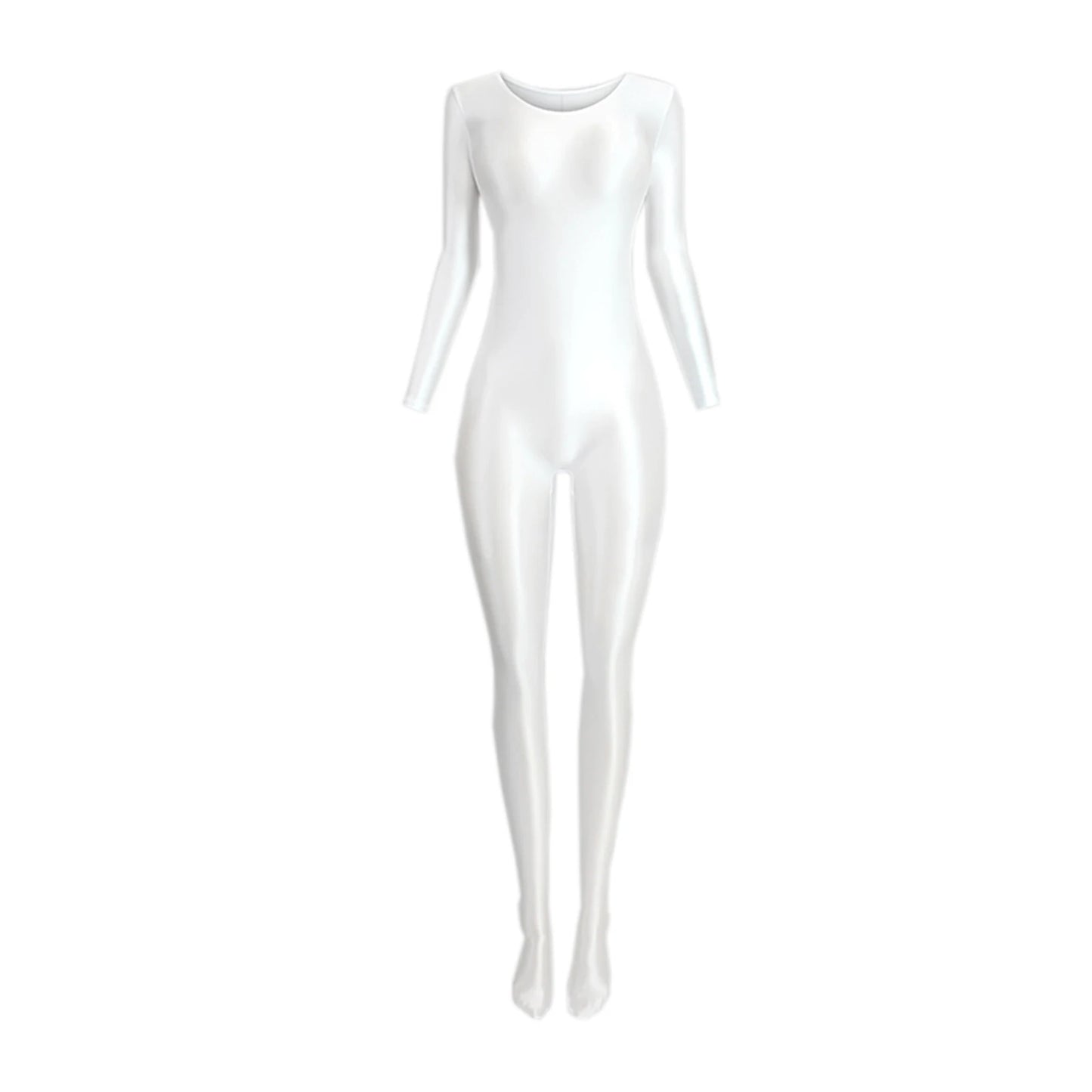 Women's Sexy Jumpsuits Long Sleeves Shapping Bodysuit Tight Elastic Oil Glossy Candy Color Unisex Leotard Exotic Club Clothing