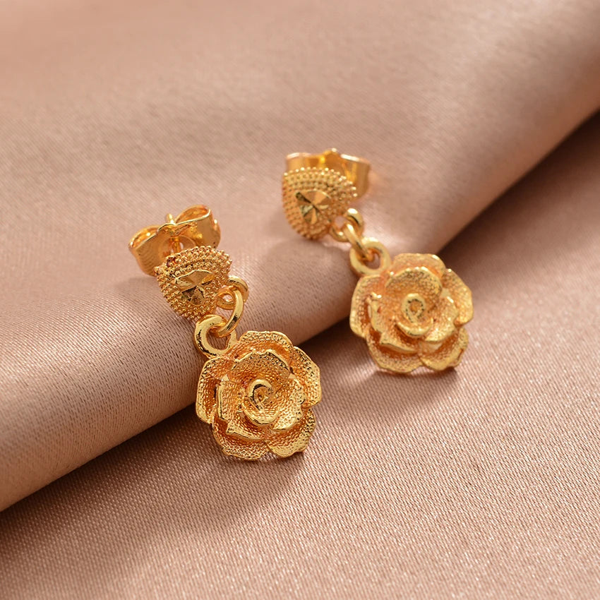 Ethiopian Gold Color Earrings For Woman African Fashion Wedding Bridal Party Wife Earrings Jewelry New