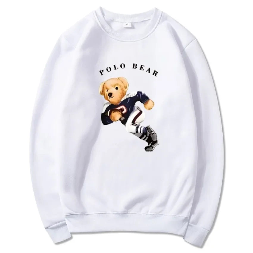 Men's casual and comfortable pullover, fashionable and versatile hooded sweatshirt with teddy bear pattern, sports shirt BAZAARHUBO