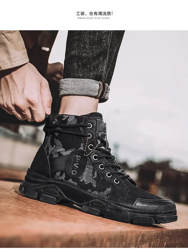 2024 New Men Military Tactical Men's Boots Special Force PU Leather Waterproof Desert Combat Ankle Boot Army Work Men Shoes EVA