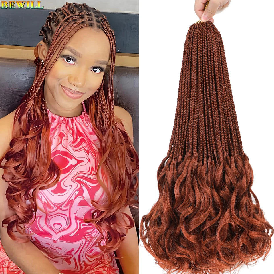 14 18 24 Inch French Curl Crochet Braids Boho Goddess French Curl Box Braids Crochet Hair Synthetic French Curly Braiding Hair