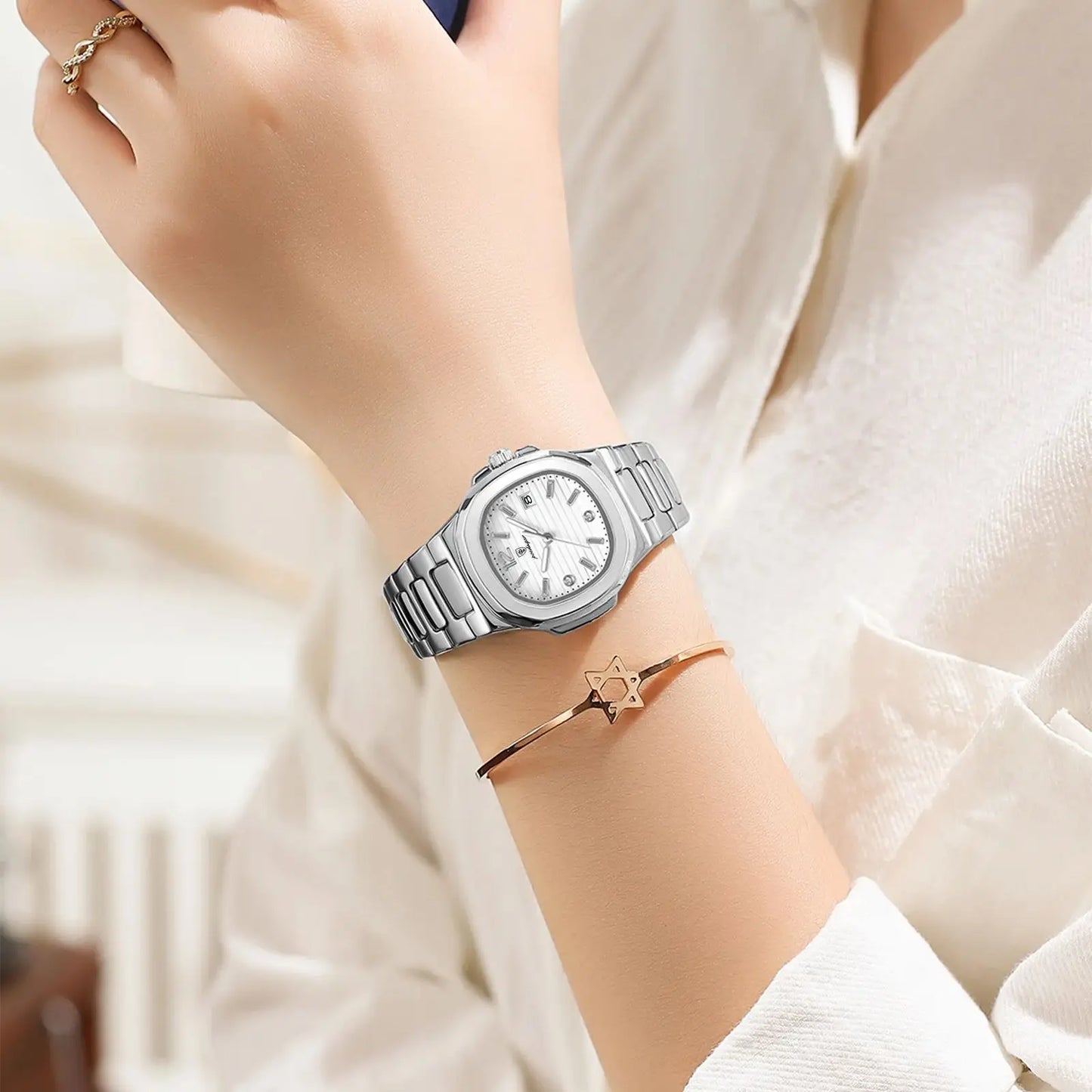 POEDAGAR Casual Fashion Ladies Wristwatch Luminous Waterproof Date Woman Watch Luxury Quartz Square Women's Watches Reloj Hombre