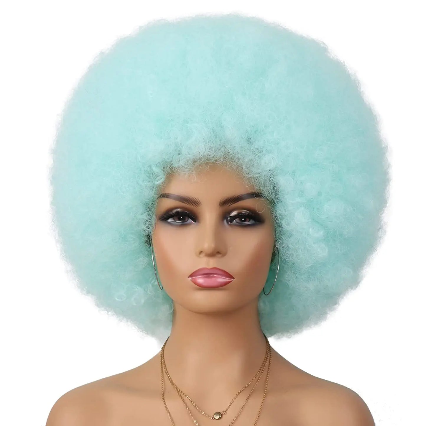 Synthetic 70s Afro Curly Wigs for Black Women Glueless Wear Soft Black Large Bouncy Natural Looking Full for Daily Party Use
