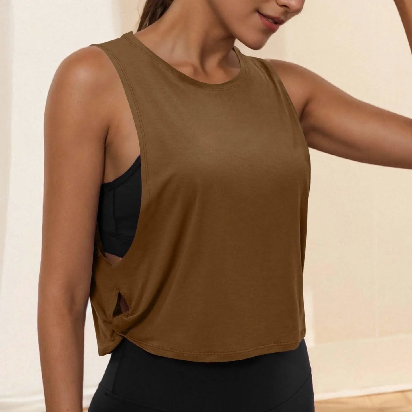 Women Sleeveless Yoga Top Breathable Gym Vest Tank Crop Top Running Tee