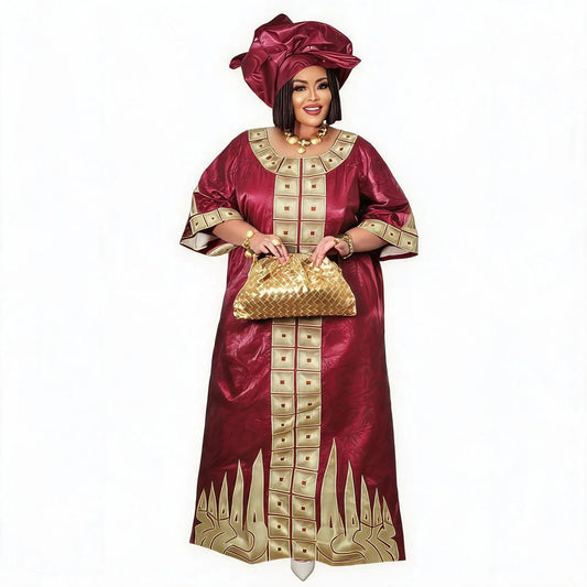African Dress For Women Abaya Embroidery Plus Size Elegant Party Church Dress