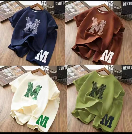 Summer Boys Casual Sets Kids Letter T-shirt + Shorts 2Pcs Sport Loose Clothing Suits Children Short Sleeve Outfits 2-12 Years