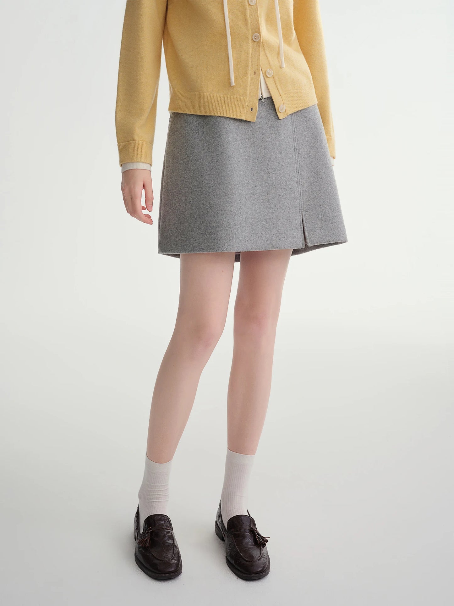 DUSHU Classic Elastic Waist Skirt For Women Winter Office Solid Color College