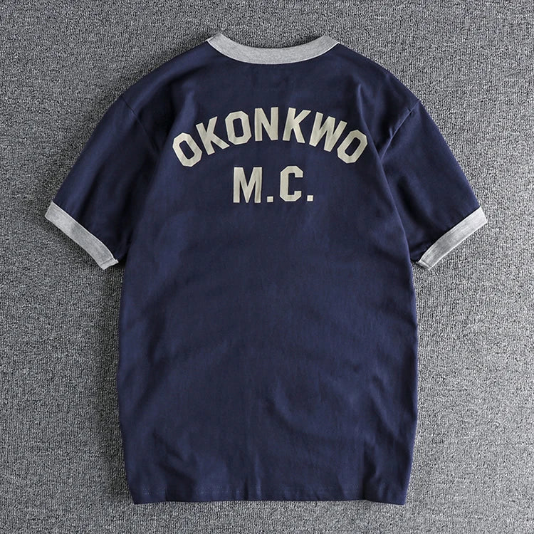 200gsm 100% Cotton Motorcycle Letter Printed t shirts for men Summer Loose Tees Tops 24SS Y2k Youth Male Vintage High Quality