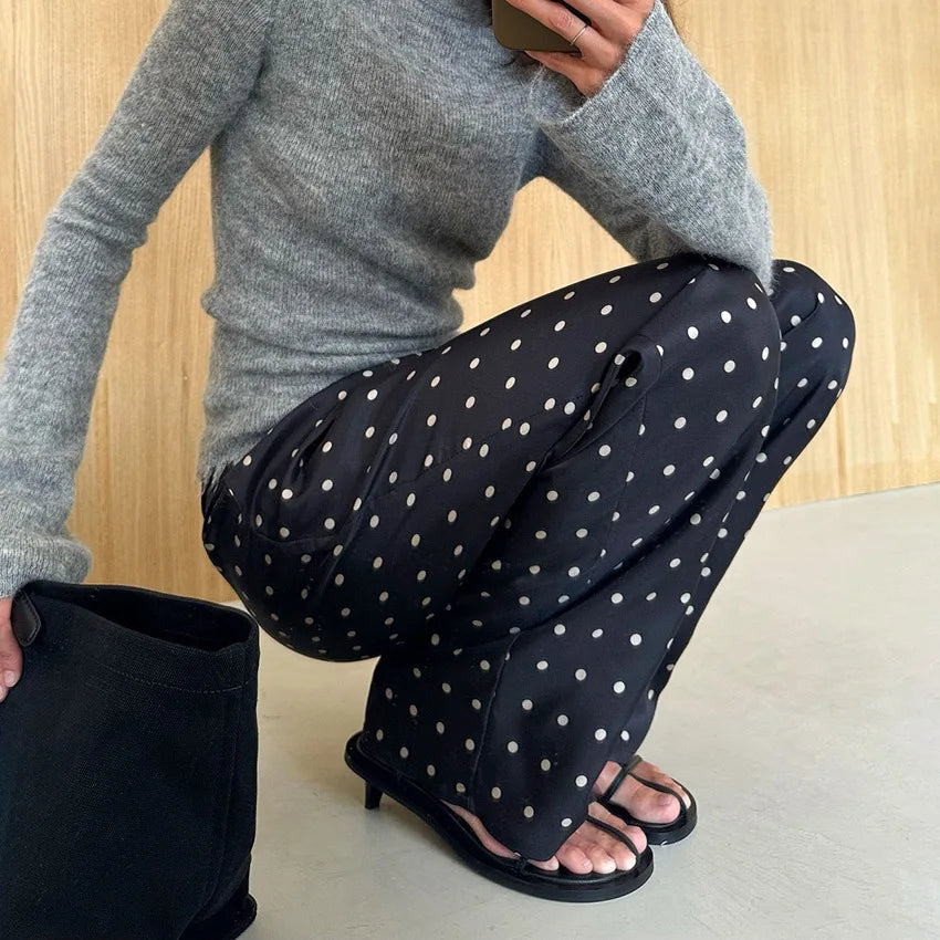 2025 autumn and winter new loose and comfortable polka dot long straight pants design temperament fashion casual commuting