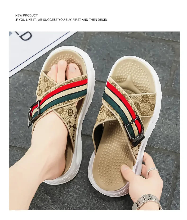 Lightweight Casual Sandals For Men Neat Minimalist Cut Breathable Summer Shoes Soft Sole Footwear For Walking And Commuting