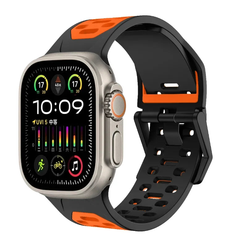 Silicone Strap For Apple Watch Ultra 3 2 1 49mm 11 10 46mm 9 8 7 45mm Breathable two-color Bracelet for iWatch 6 5 4 3 SE 44mm
