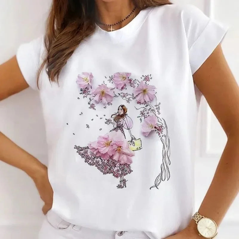 African Women's New Fashion City Girl Half Sleeve Basic Cute Clothes T-shirt Graphic T Shirts Y2k Tops Harajuku Vintage Tee