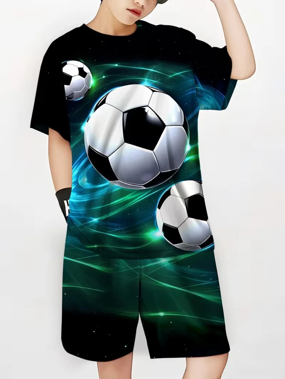 2026 Summer Children's Sports Set Football 3D Print Soccer Jersey Sets for Children Quick-Dry T-Shirt Shorts Children's Clothing