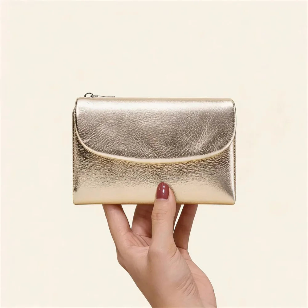 Short Genuine Leather Wallet Women RFID Card Holder Purse Ladies Mini Soft Real Cow Leather Clutch