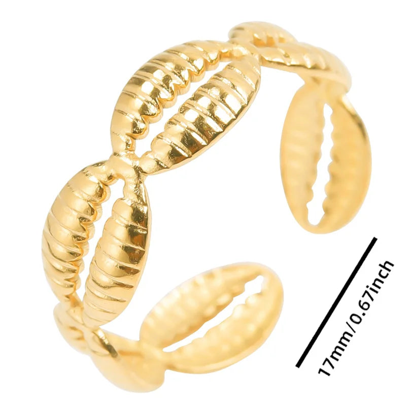 Fashion 5pcs/lot Marine Jewelry Sea Animals Conch Starfish Shell Rings Stainless Steel Rings Jellyfish Scallop Oceans Women Gift