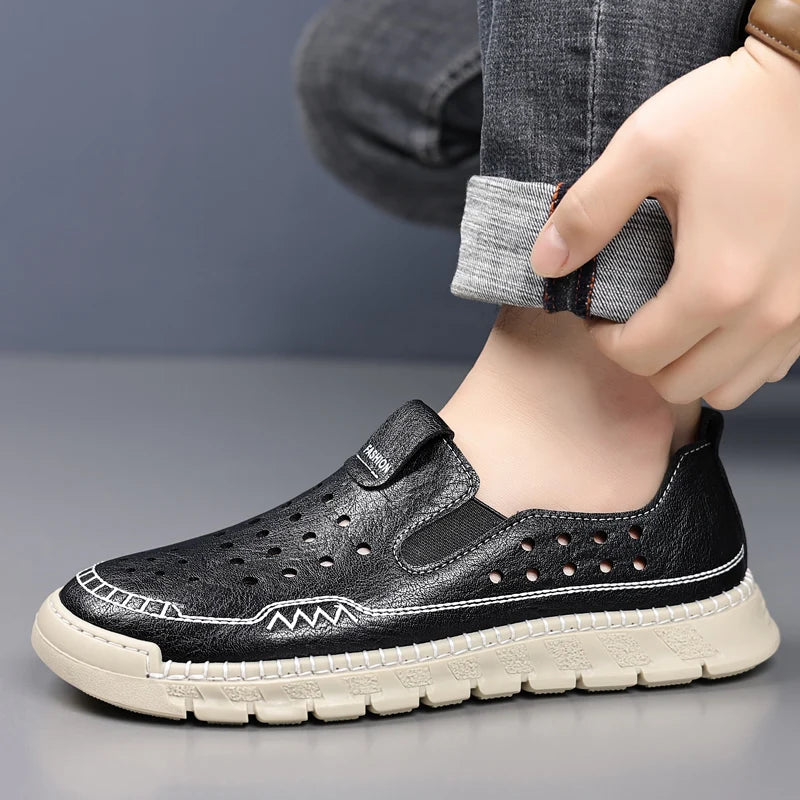 Men's Loafers High-quality Handmade Soles Breathable Lightweight Park Walking Shoes Commuting Men's Driving Leather Shoes