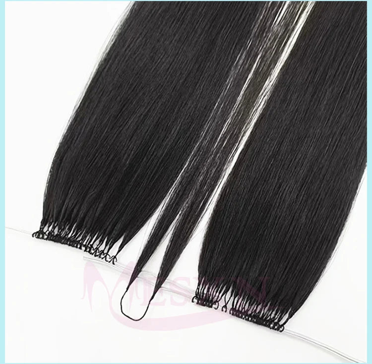 MESXN Double line New Feather hair extensions 100% Human Hair Real Natural Hair Comfortable and Invisible Brown Blonde 613